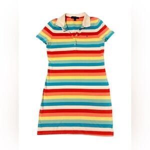 Tommy Hilfiger Rainbow Stripe Polo Dress M Preppy Summer